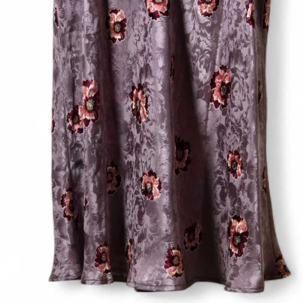 100% Silk Floral Chemise Nightgown Size M Purple Slip Cami Lingerie - Picture 4 of 10